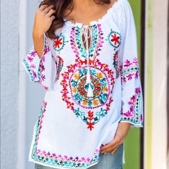 Boston Proper Tops - Embroidered Top